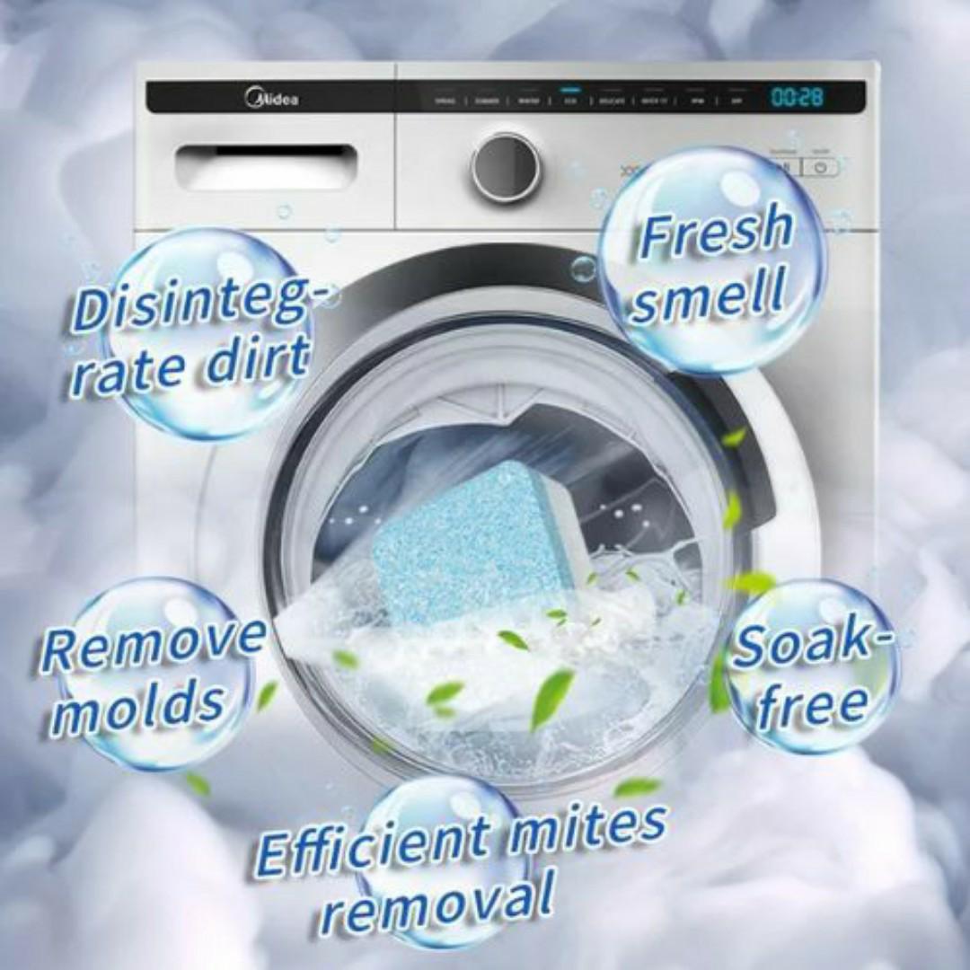 🧼 YanYunLee Effervescent Washing Machine Cleaner Tablets (24 Pack, 24 Months Supply) | Deep Clean, Descale & Deodorize | 99% Antibacterial | High-Efficiency for All Washers & Dishwashers 💧