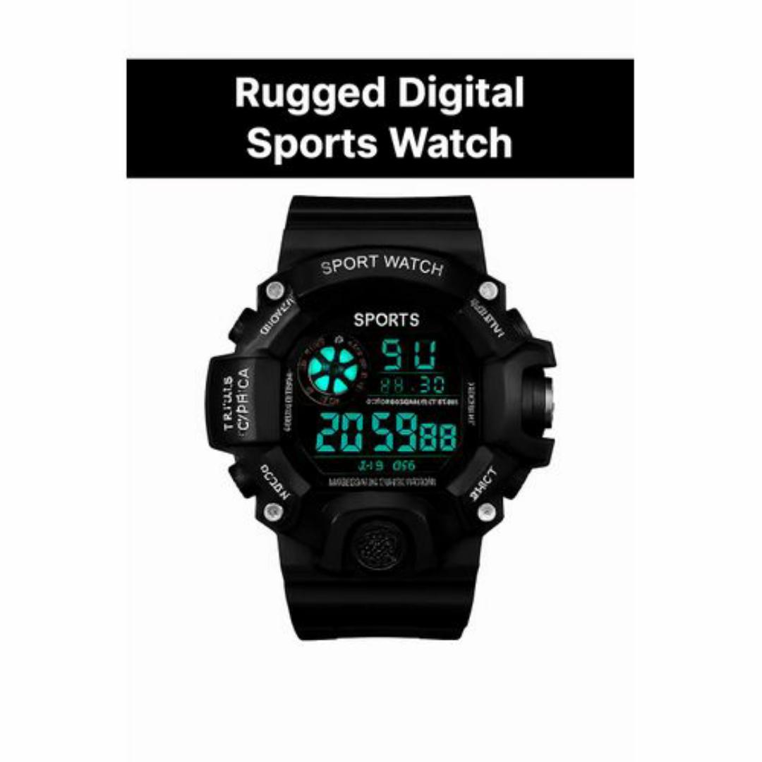 Digital Sports Watch for Men – Waterproof WR30M, Triple Sensor, LED Backlight, Alarm & Stopwatch – Rugged Outdoor Tactical Wristwatch