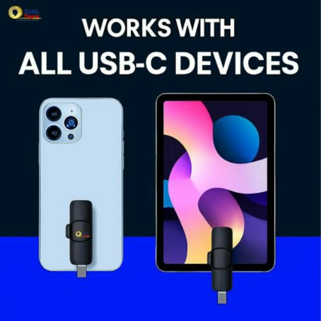 Wireless Clip-On Lavalier Microphone with USB C / iPhone Receiver – Noise Reduction, Portable Lavalier Mic for Smartphones Type C / iOS, Vlogging, YouTube, TikTok, Live Streaming & Online Content
