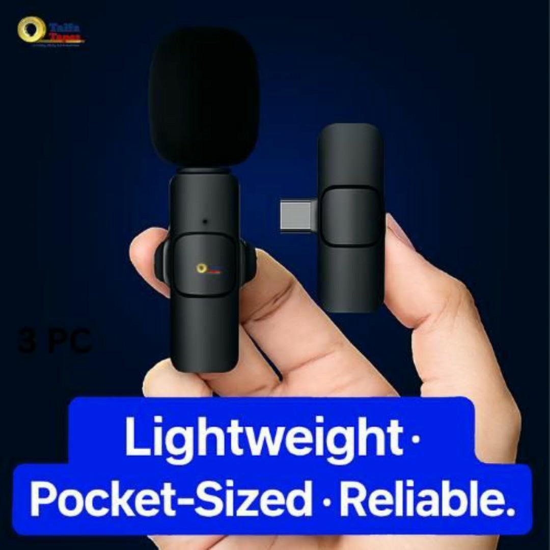 Wireless Clip-On Lavalier Microphone with USB-C / iPhone Receiver – Noise Reduction, Portable Lavalier Mic for Smartphones Type C / iOS, Vlogging, YouTube, TikTok, Live Streaming & Online Meetings