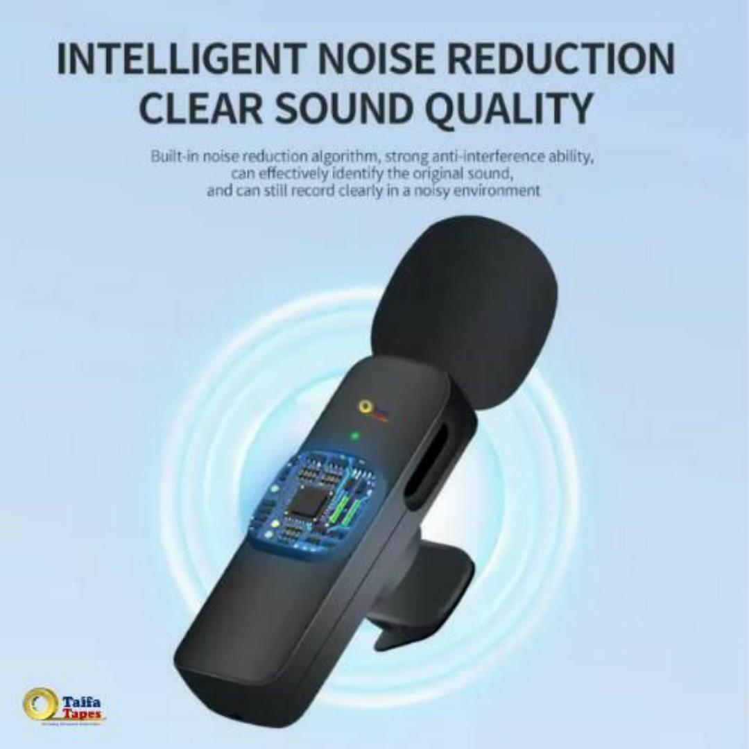 Wireless Clip-On Lavalier Microphone with USB-C / iPhone Receiver – Noise Reduction, Portable Lavalier Mic for Smartphones Type C / iOS, Vlogging, YouTube, TikTok, Live Streaming & Online Meetings