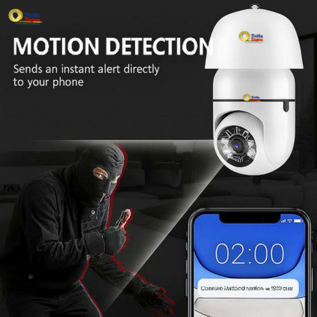360° Smart Bulb CCTV Security Camera – 1080P HD Wi-Fi Surveillance with Motion Detection, Night Vision & Two-Way Audio
