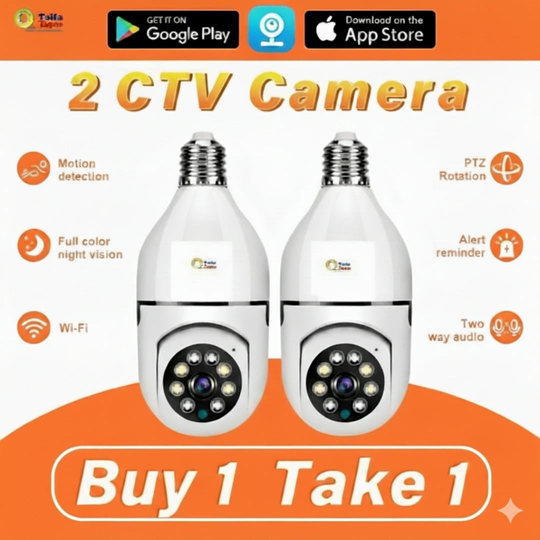 360° Smart Bulb CCTV Security Camera – 1080P HD Wi-Fi Surveillance with Motion Detection, Night Vision & Two-Way Audio