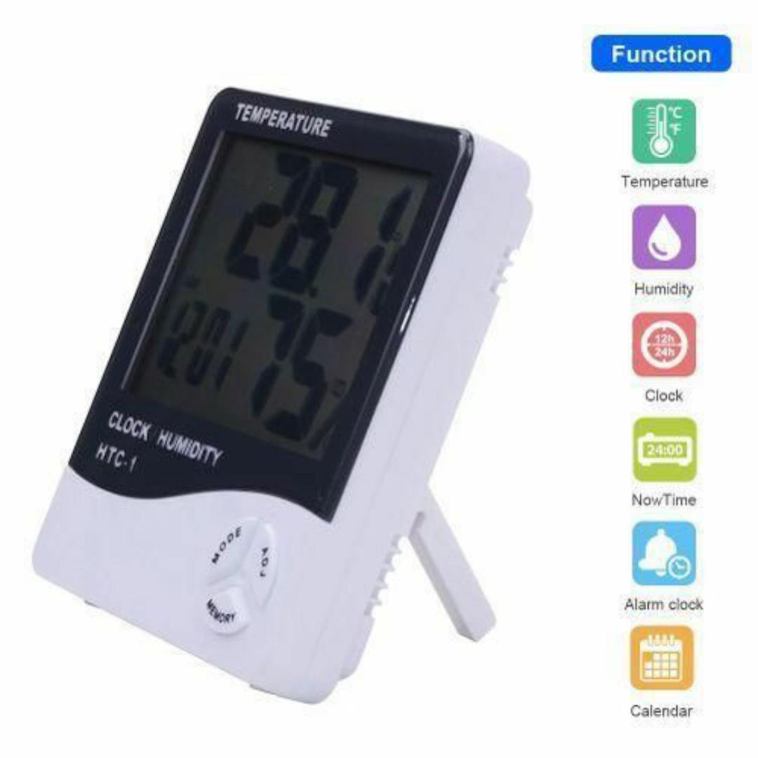 LASA Digital Thermometer Hygrometer with Clock, Timer, Alarm & Calendar – Indoor Temperature & Humidity Monitor