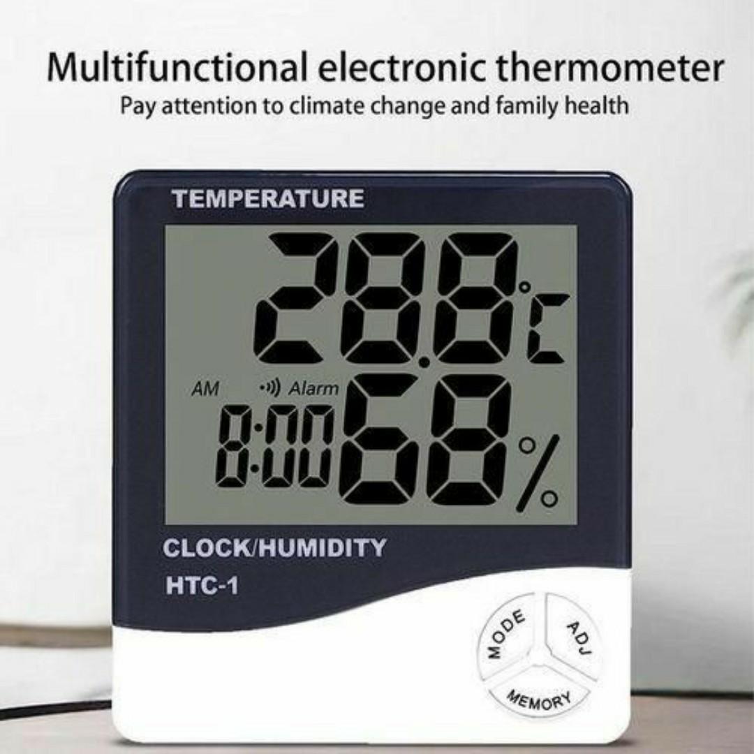 LASA Digital Thermometer Hygrometer with Clock, Timer, Alarm & Calendar – Indoor Temperature & Humidity Monitor