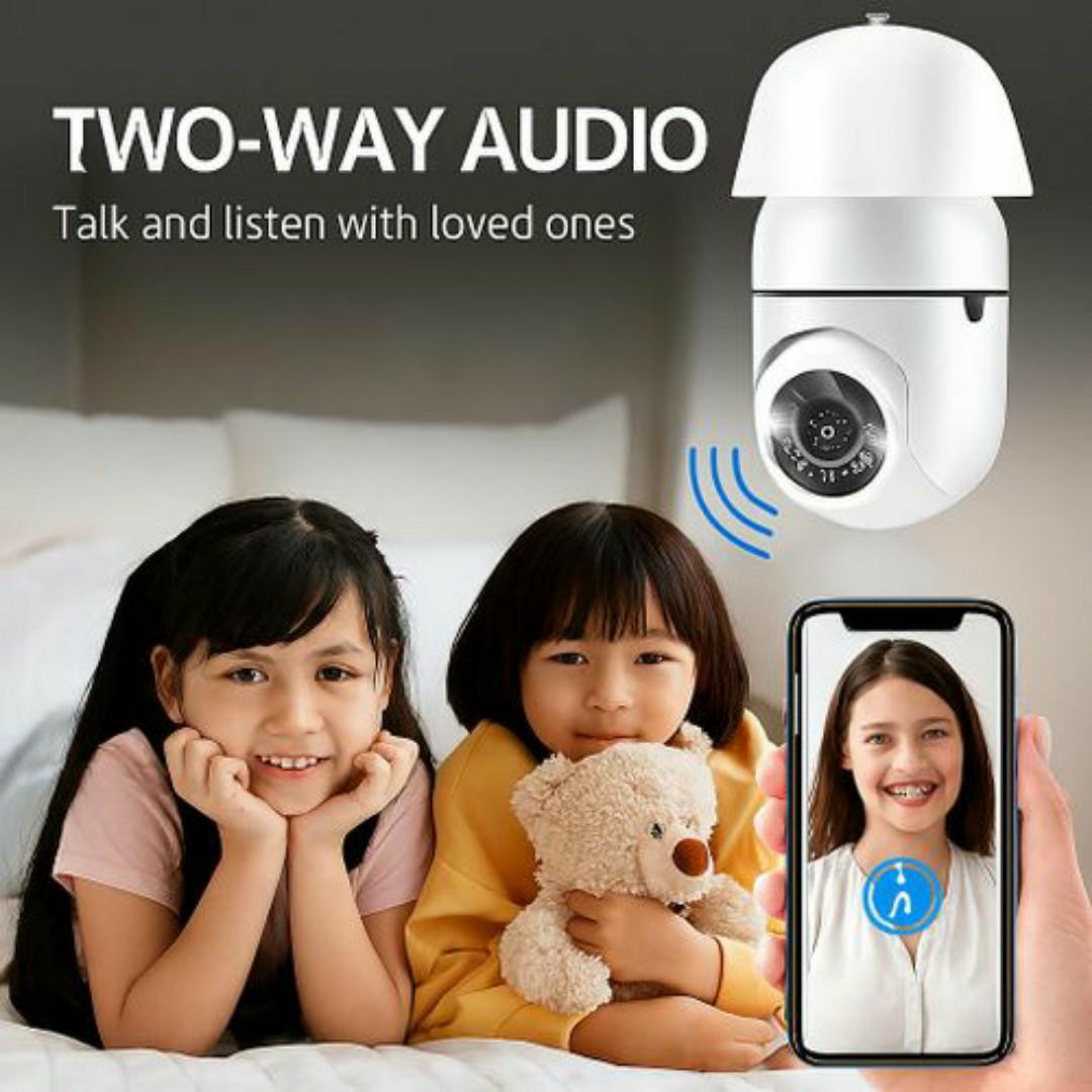 360° Smart Bulb CCTV Security Camera – 1080P HD Wi-Fi Surveillance with Motion Detection, Night Vision & Two-Way Audio 360 Rotating Cameras