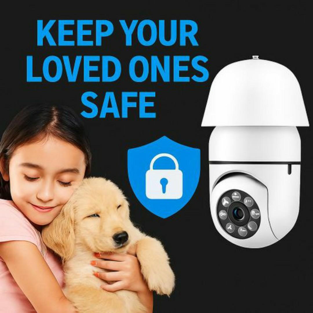 360° Smart Bulb CCTV Security Camera – 1080P HD Wi-Fi Surveillance with Motion Detection, Night Vision & Two-Way Audio 360 Rotating Cameras