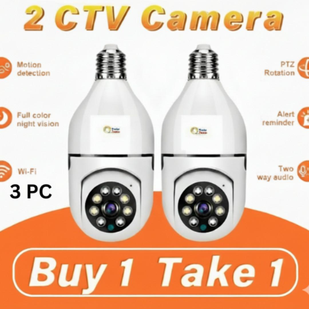 360° Smart Bulb CCTV Security Camera – 1080P HD Wi-Fi Surveillance with Motion Detection, Night Vision & Two-Way Audio 360 Rotating Cameras