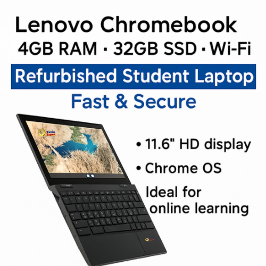 Lenovo Chromebook 11.6" HD – 4GB RAM, 32GB SSD, Wi-Fi – Student Laptop with Chrome OS - Fast, Lightweight & Secure Laptops