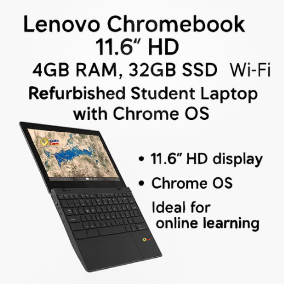 Lenovo Chromebook 11.6" HD – 4GB RAM, 32GB SSD, Wi-Fi – Student Laptop with Chrome OS - Fast, Lightweight & Secure Laptops