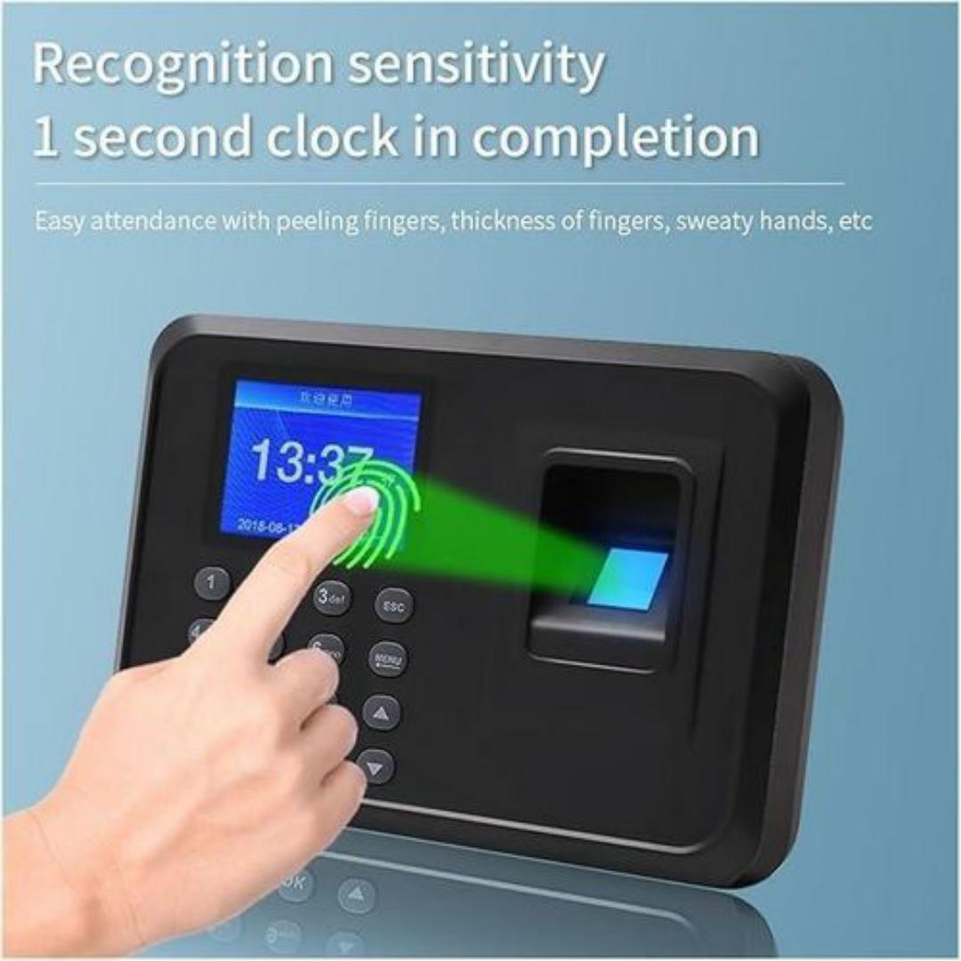 AI Powered Fingerprint Time Attendance Machine - Biometric Employee Time Clock Recorder System - USB Offline Report & 1-Second Speed - Multi-Language Support for Office, School, Business