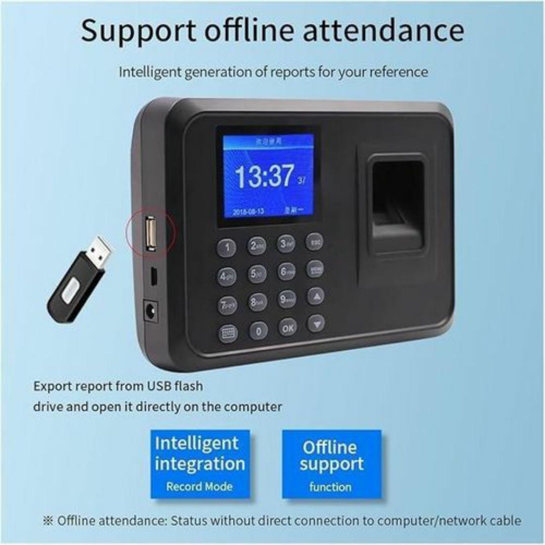 AI Powered Fingerprint Time Attendance Machine - Biometric Employee Time Clock Recorder System - USB Offline Report & 1-Second Speed - Multi-Language Support for Office, School, Business