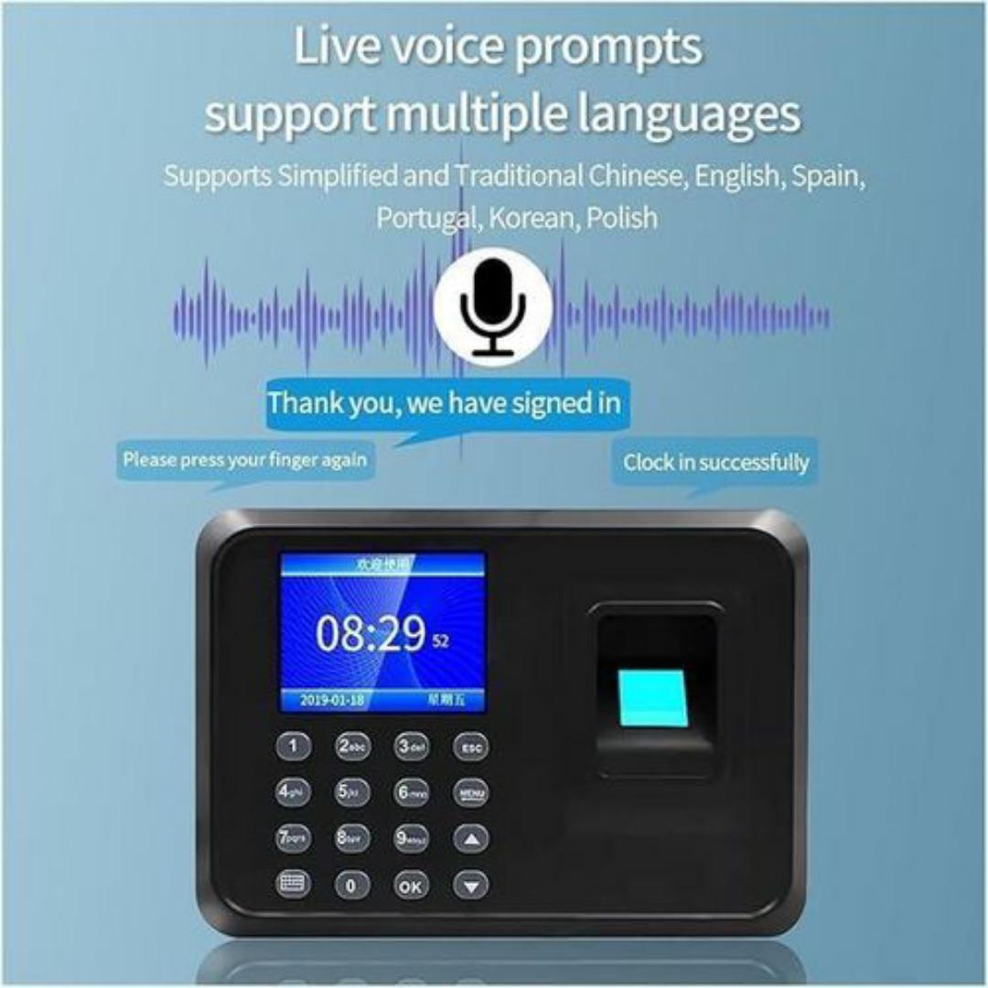 AI Powered Fingerprint Time Attendance Machine - Biometric Employee Time Clock Recorder System - USB Offline Report & 1-Second Speed - Multi-Language Support for Office, School, Business