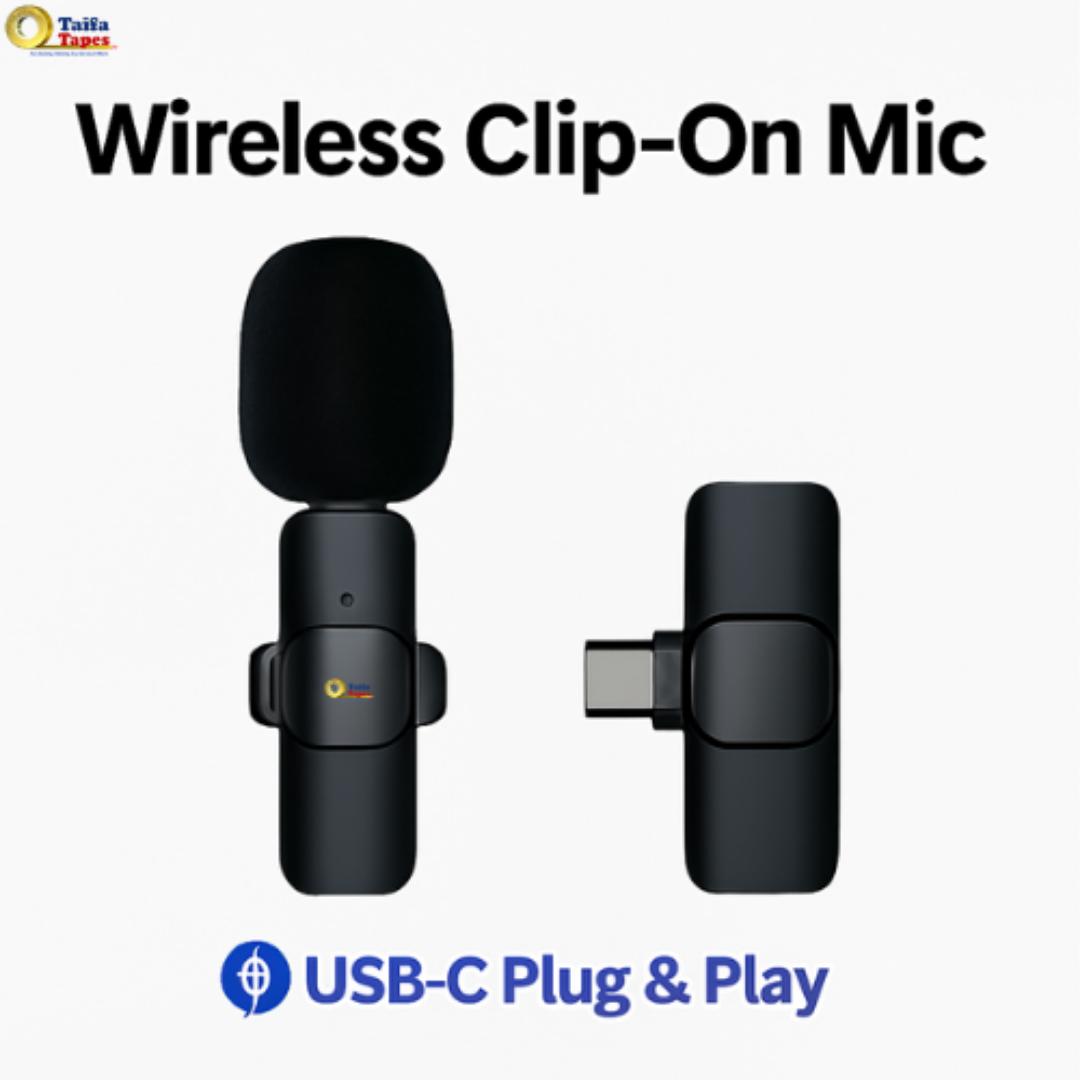2 in 1 Mic Wireless Lavalier Duo Microphone with USB-C & Lightning - Crystal Clear Audio for Vlogging, Interviews & Online Content For Android Type C / iOS iPhone