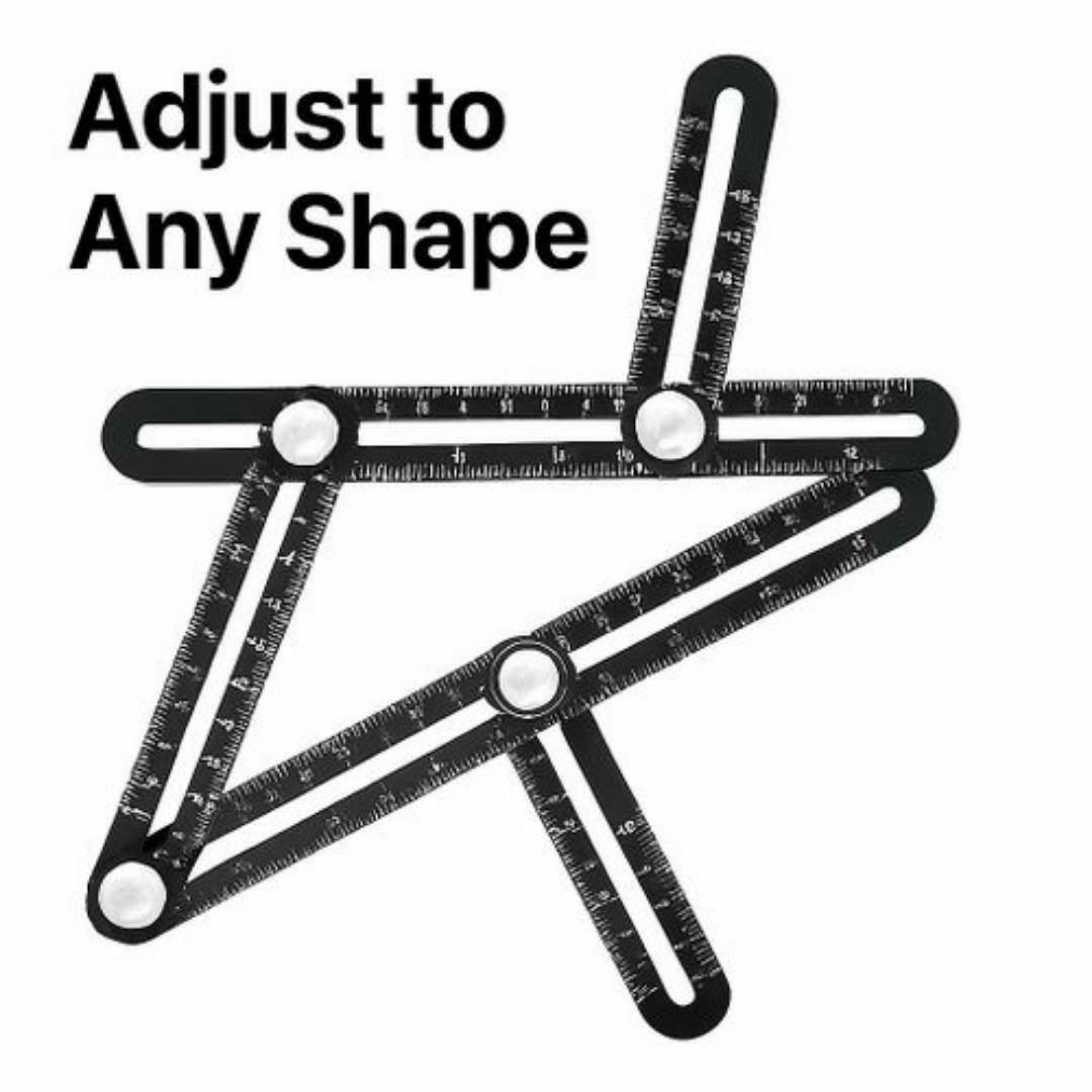Multi-Angle Measuring Ruler Tool – Adjustable Template Gauge with Inch & CM Scales – Precision Layout for Tile, Woodworking, Carpentry & DIY Projects