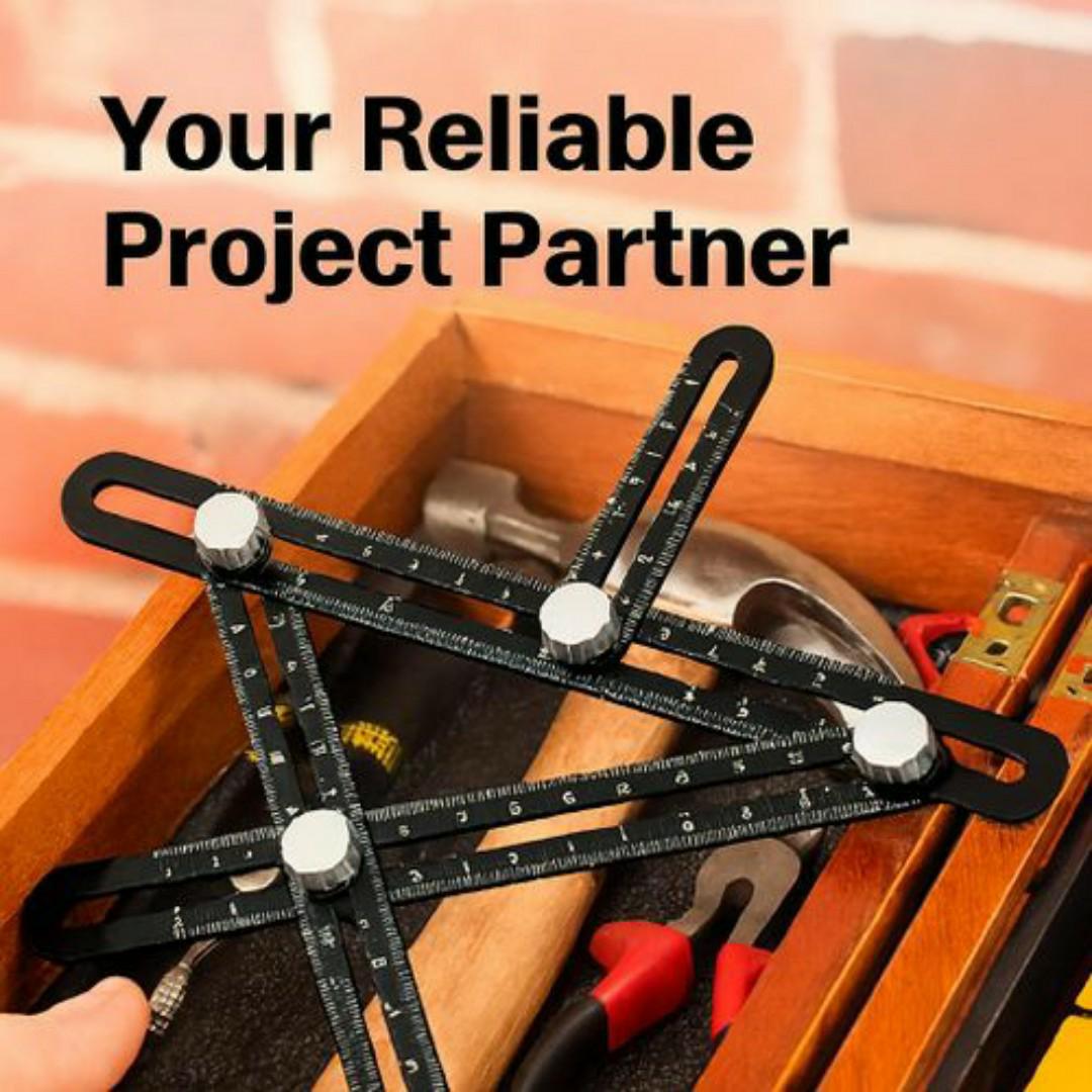 Multi-Angle Measuring Ruler Tool – Adjustable Template Gauge with Inch & CM Scales – Precision Layout for Tile, Woodworking, Carpentry & DIY Projects