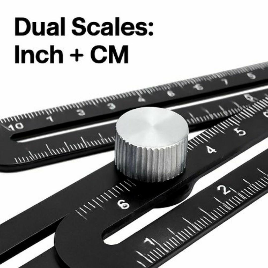 Multi-Angle Measuring Ruler Tool – Adjustable Template Gauge with Inch & CM Scales – Precision Layout for Tile, Woodworking, Carpentry & DIY Projects