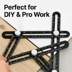 Precision Angle Measuring Tool – 4 Arm Adjustable Ruler with Locking Knobs – Easy Layout for Tiles, Bricks, Wood & DIY Home Projects