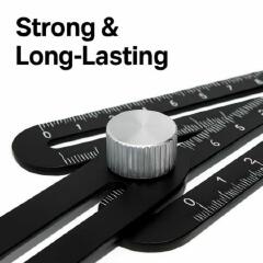 Precision Angle Measuring Tool – 4 Arm Adjustable Ruler with Locking Knobs – Easy Layout for Tiles, Bricks, Wood & DIY Home Projects