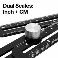 Precision Angle Measuring Tool – 4 Arm Adjustable Ruler with Locking Knobs – Easy Layout for Tiles, Bricks, Wood & DIY Home Projects