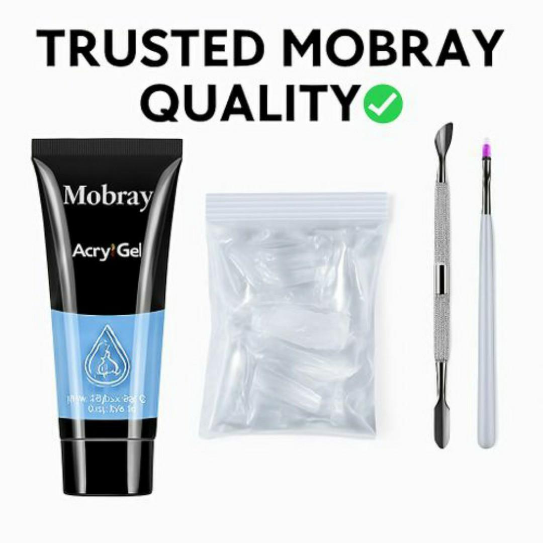 Mobray Acrylic Nail Extension Kit – Complete 6-in-1 DIY Gel Builder Set with Nail Forms, Dual Tool & Brush – Professional UV Nail Art Kit for Salon & Home Use (15ml)