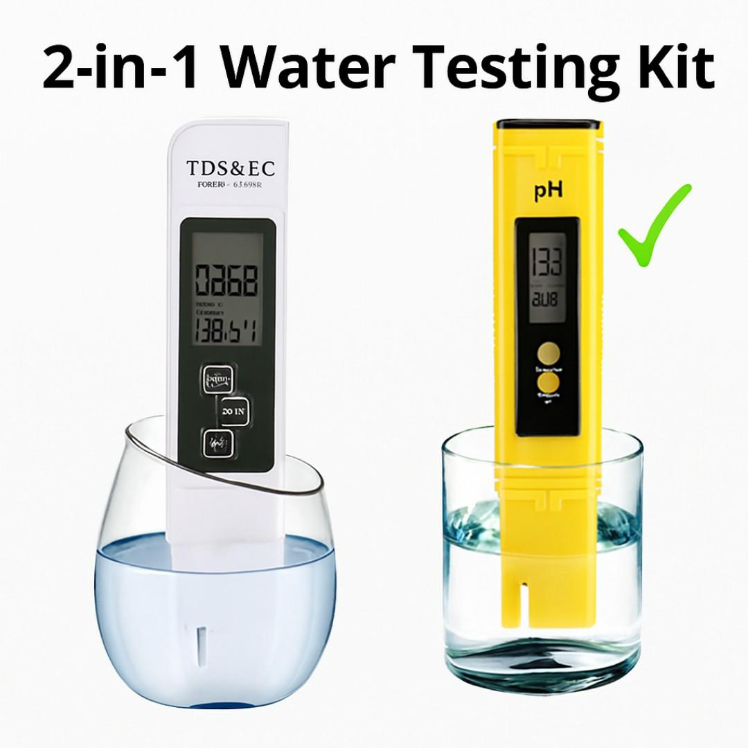 TDS & EC Meter + Digital pH Meter Pen – Accurate Water Quality Tester (0.00–14.00 pH) for Drinking Water, Aquarium, Hydroponics, Pool & Lab – Portable with Calibration Function