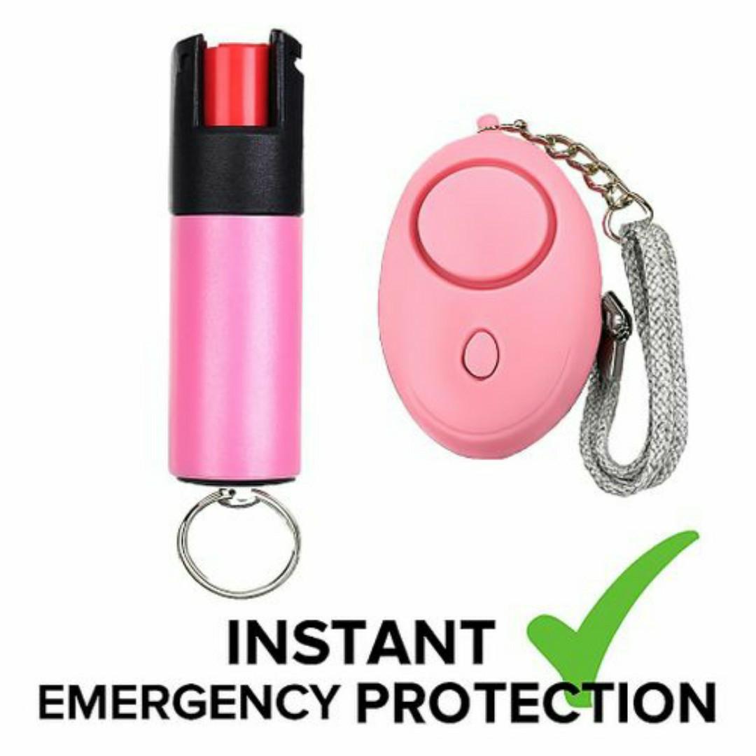 9-in-1 Self-Defense Safety Keychain Set – Keyring Knife, Spray, Alarm, Kubotan, Pom-Pom, Sanitizer Holder & More