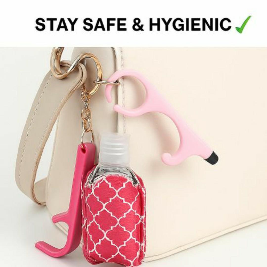 9-in-1 Pink Self-Defense Safety Keychain Set – Pepper Spray, Alarm, Kubotan, Pom-Pom, Sanitizer Holder & More