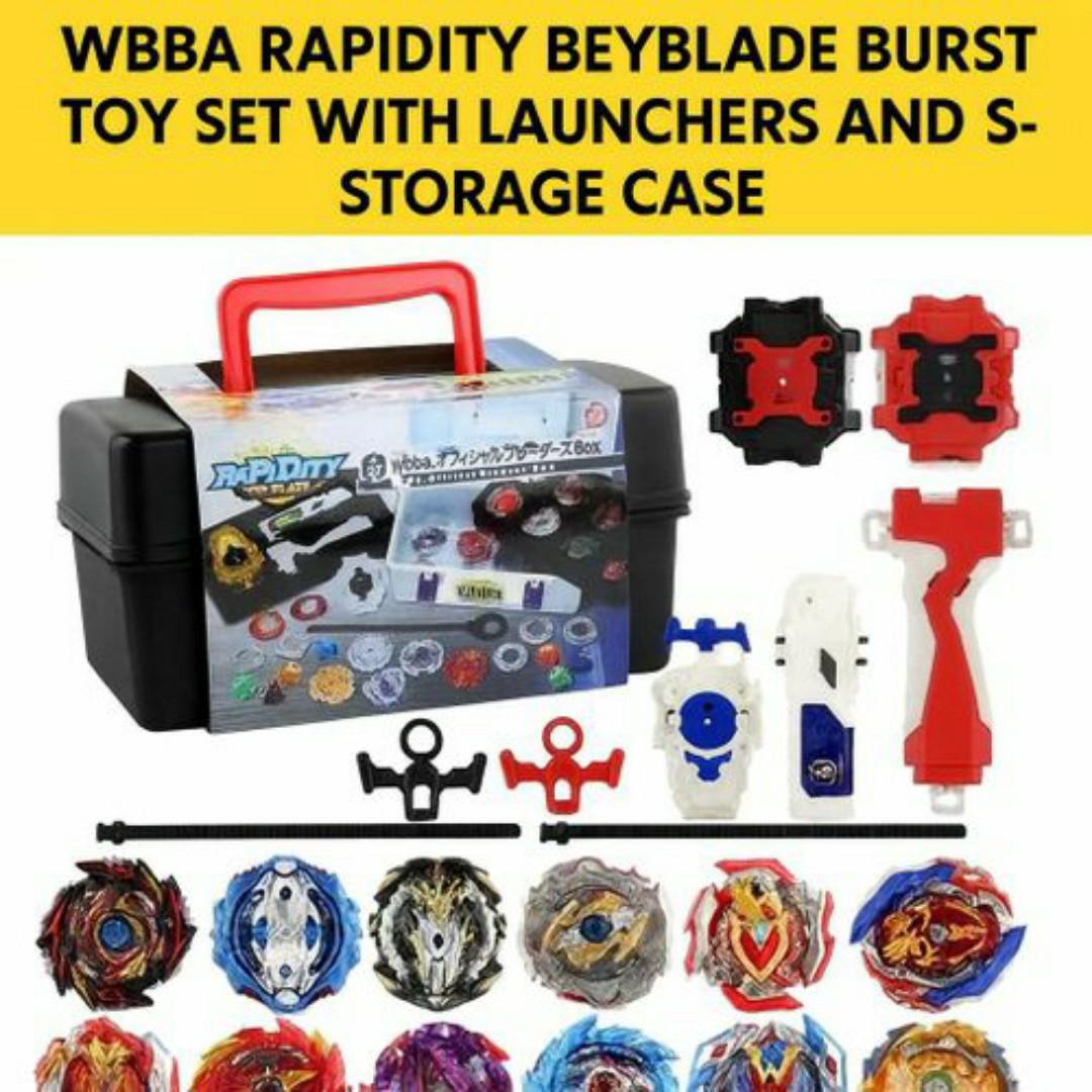 Beyblade Burst Rapidity Battle Set – 12 Metal Fusion Tops + Launchers, Carry Case & Accessories – Kids Spinning Top Game Collection