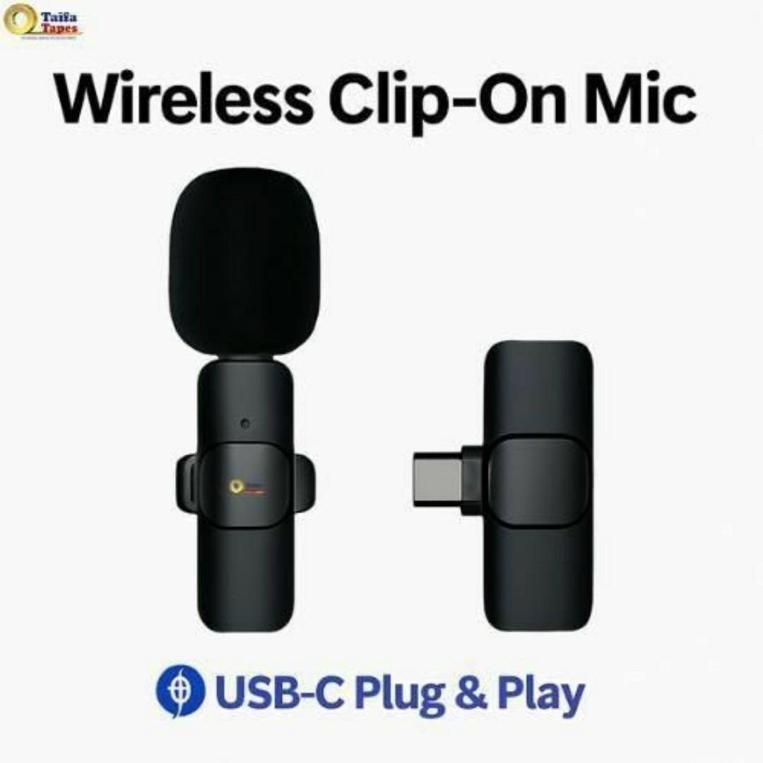 Wireless Clip-On Lavalier Microphone with USB-C / iPhone Receiver – Noise Reduction, Portable Lavalier Mic for Smartphones Type C / iOS, Vlogging, YouTube, TikTok, Live Streaming & Online Meetings