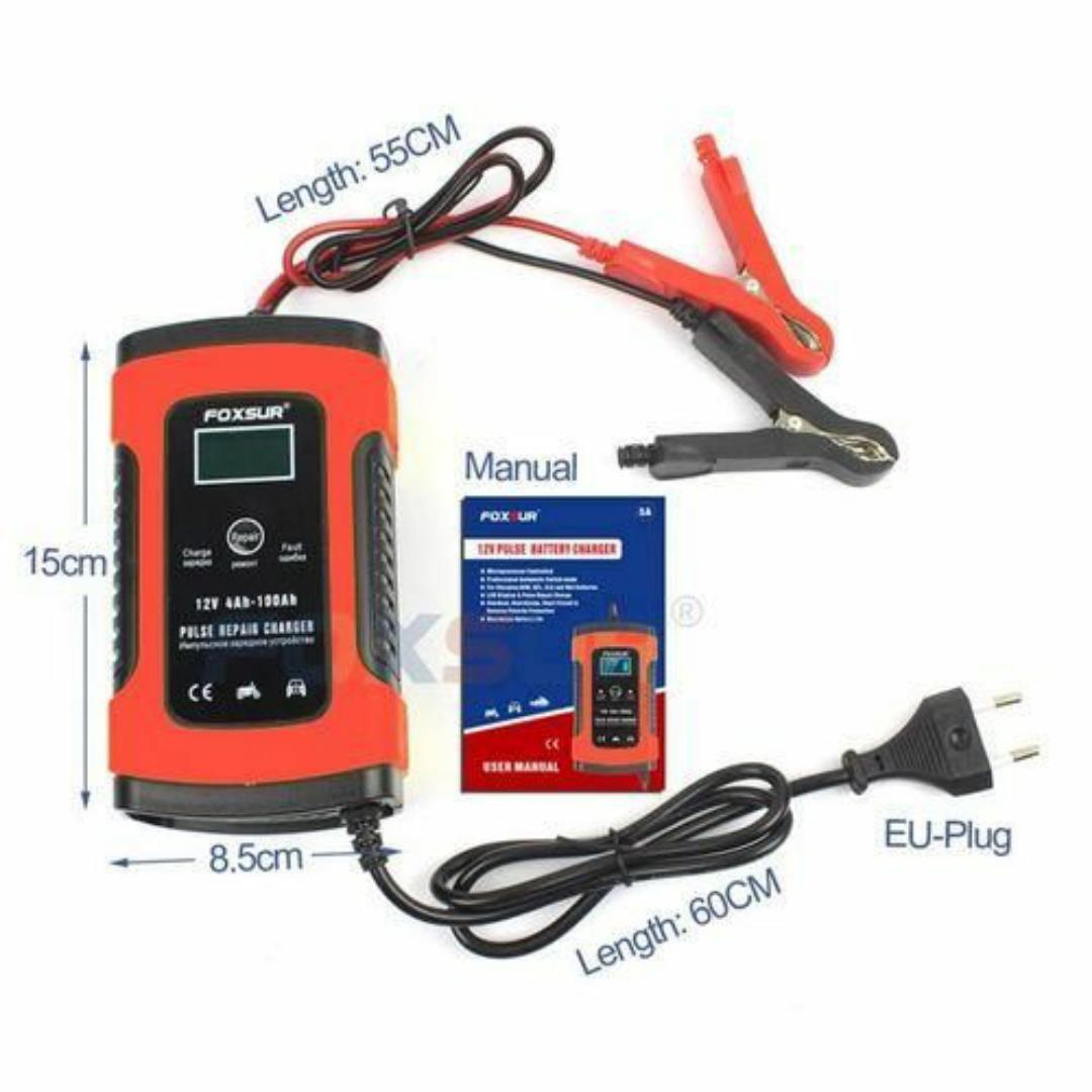 12V Smart Pulse Repair Battery Charger – Fast Charging, Auto Stop, Winter/Summer Modes - For Car, Motorcycle & Minivan