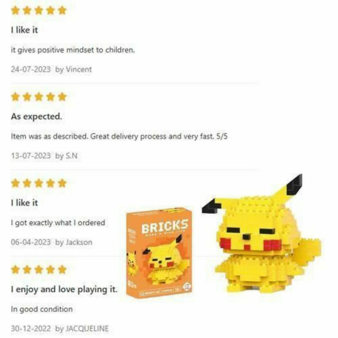 Pikachu Pixel Bricks 178PCS Building Set - 3D Mini Block Toy - Collectible Desktop Model, Gift for Fans, Hobbyists and Kids