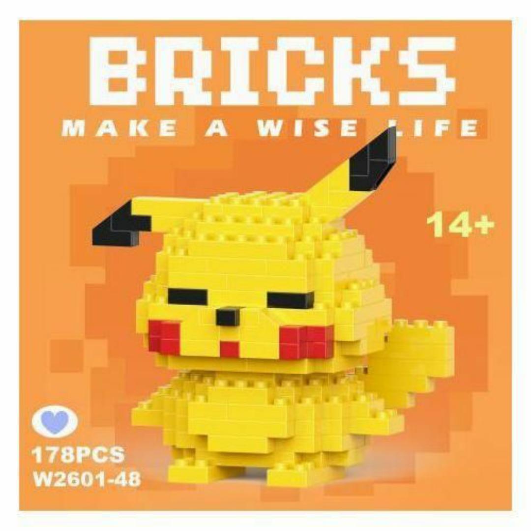 Pikachu Pixel Bricks 178PCS Building Set - 3D Mini Block Toy - Collectible Desktop Model, Gift for Fans, Hobbyists and Kids