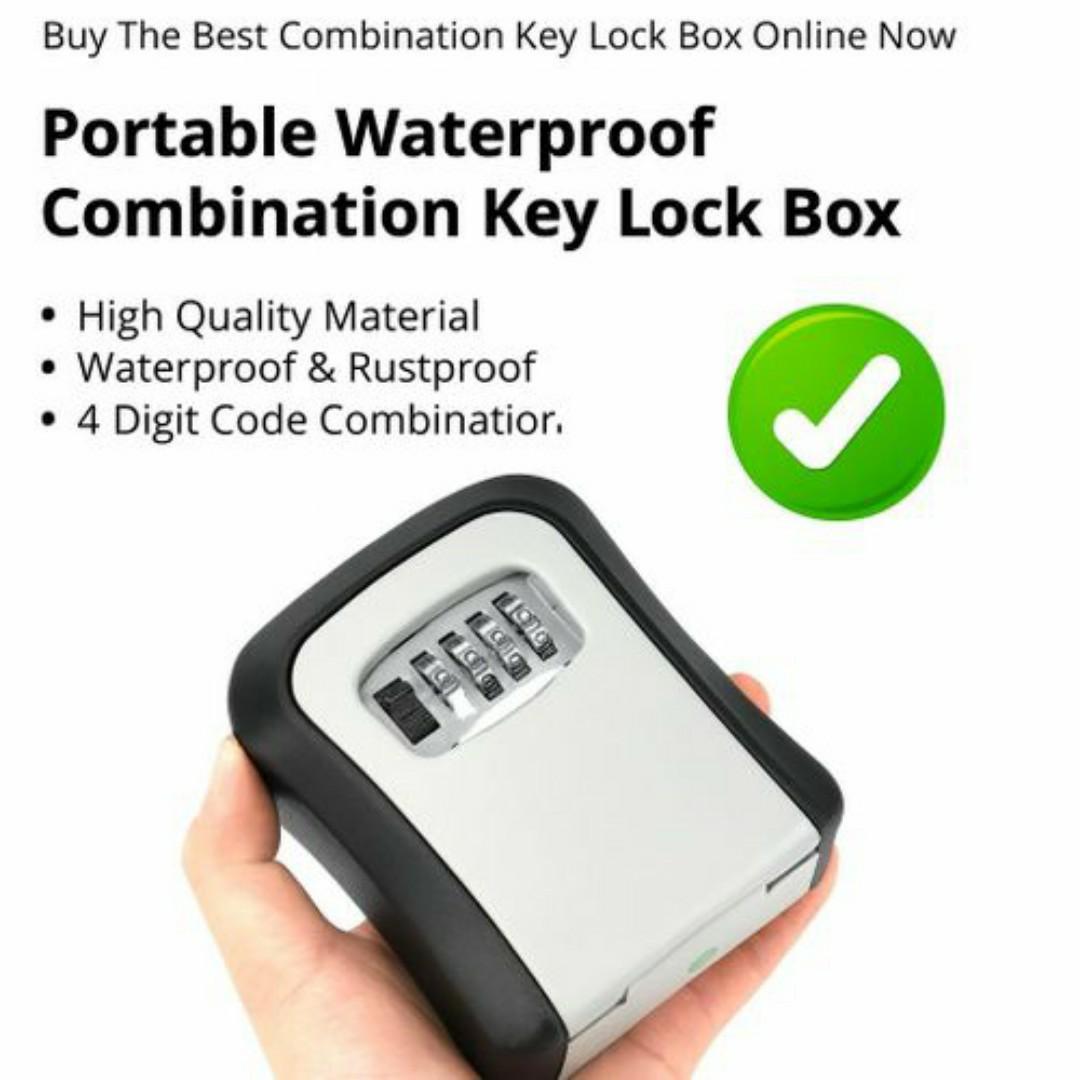 Heavy Duty Waterproof Key Lockbox - 4-Digit Combination - Rustproof Outdoor Wall Mount Safe Lock Box