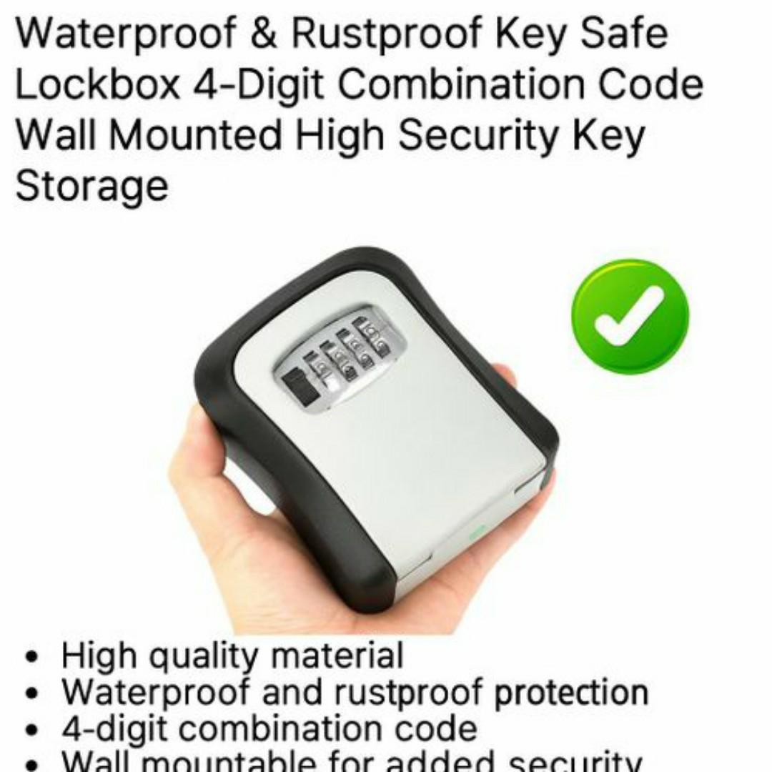 Heavy Duty Waterproof Key Lockbox - 4-Digit Combination - Rustproof Outdoor Wall Mount Safe Lock Box