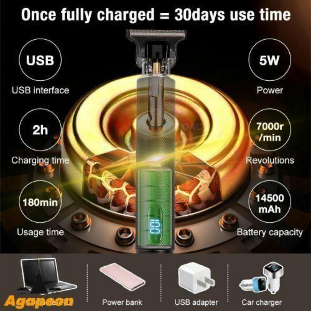 Professional Electric Shaver USB Rechargeable Cordless Hair Shaving Machine Beard Trimmer Clipper with 4 Comb Guides