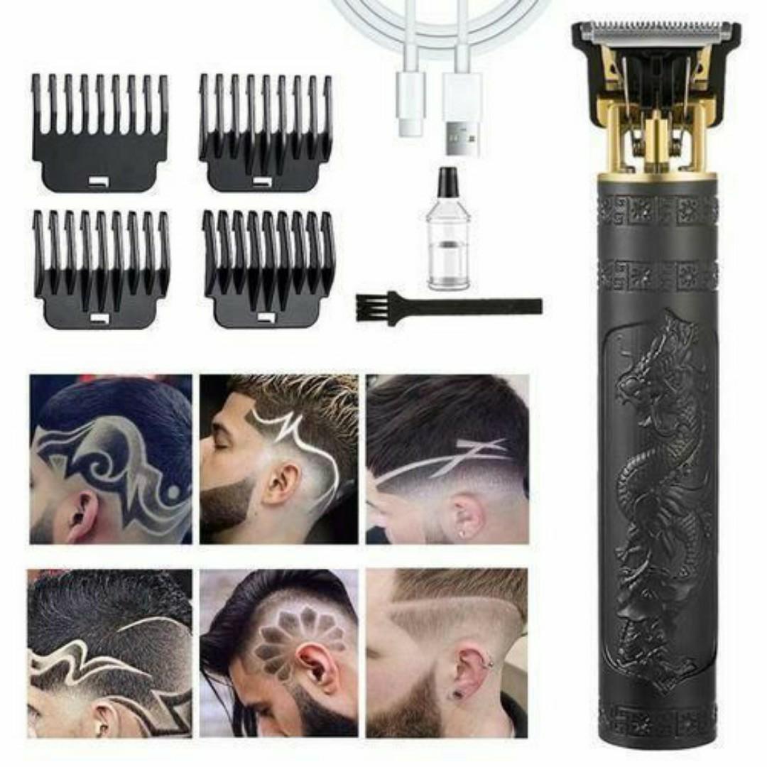 Professional Electric Shaver USB Rechargeable Cordless Hair & Moustache Shaving Machine Beard Trimmer Clipper with 4 Comb Guides Kinyozi Narber Machine