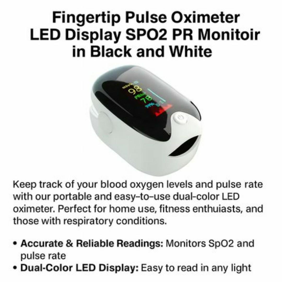 TAIFA Digital Fingertip Pulse Oximeter – Accurate SpO2, Pulse Rate & PI% Monitor – OLED Display, Portable & Easy to Use (Black & White)