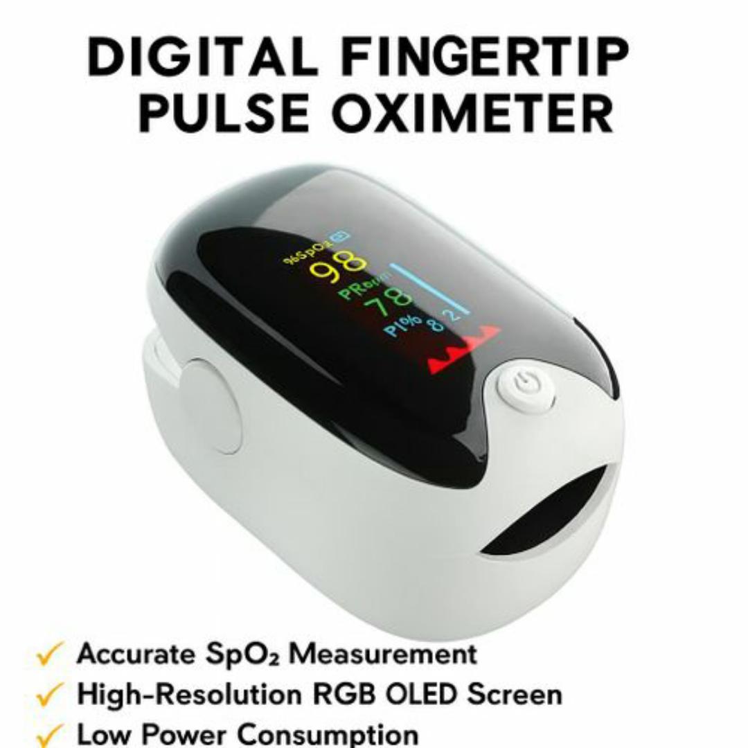 TAIFA Digital Fingertip Pulse Oximeter – Accurate SpO2, Pulse Rate & PI% Monitor – OLED Display, Portable & Easy to Use (Black & White)