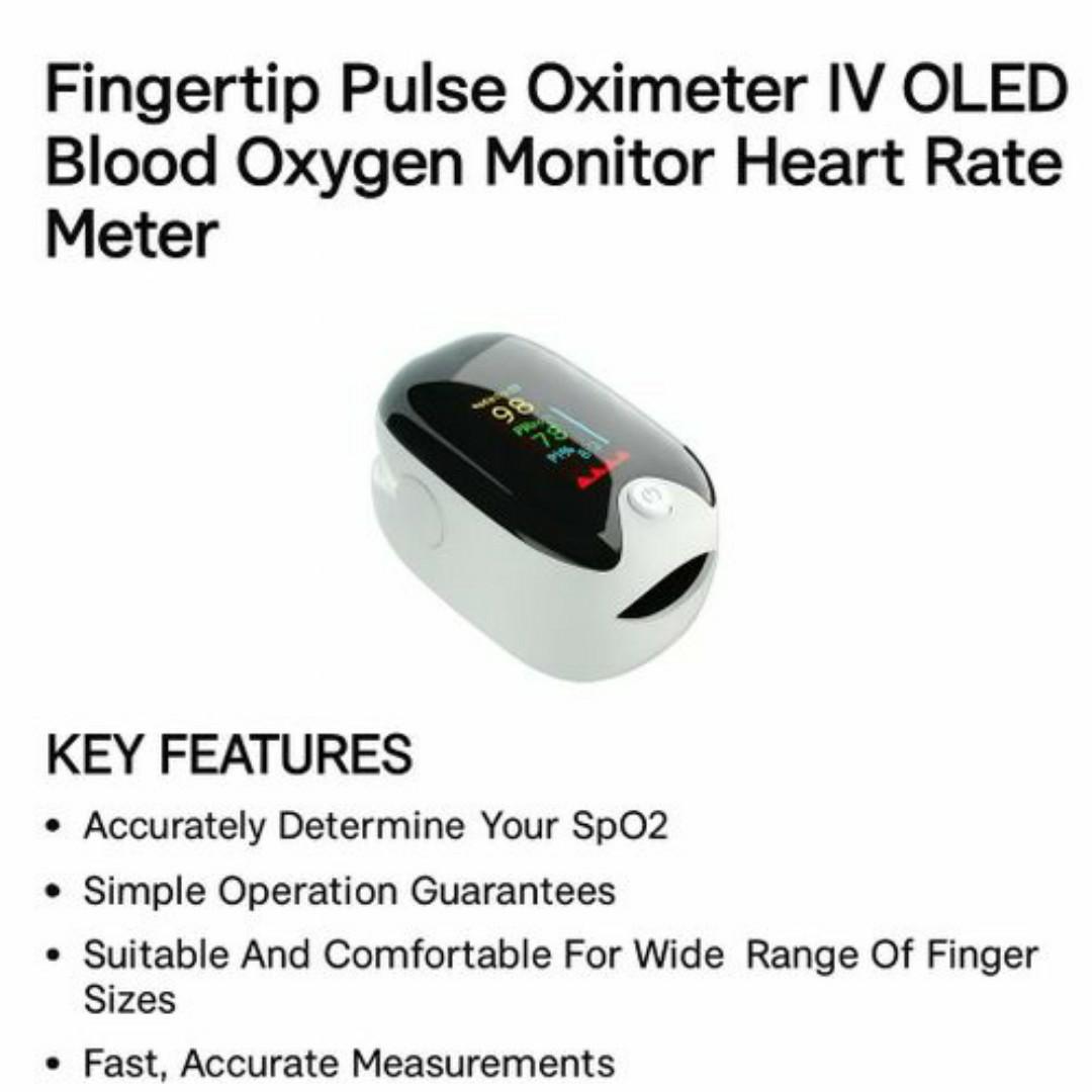 Instant Oxygen & Pulse Monitor – Digital Finger Clip Oximeter with OLED Display – Fingertip Pulse Oximeter Blodd Pressure BP Monitor- Ideal for Home & Travel