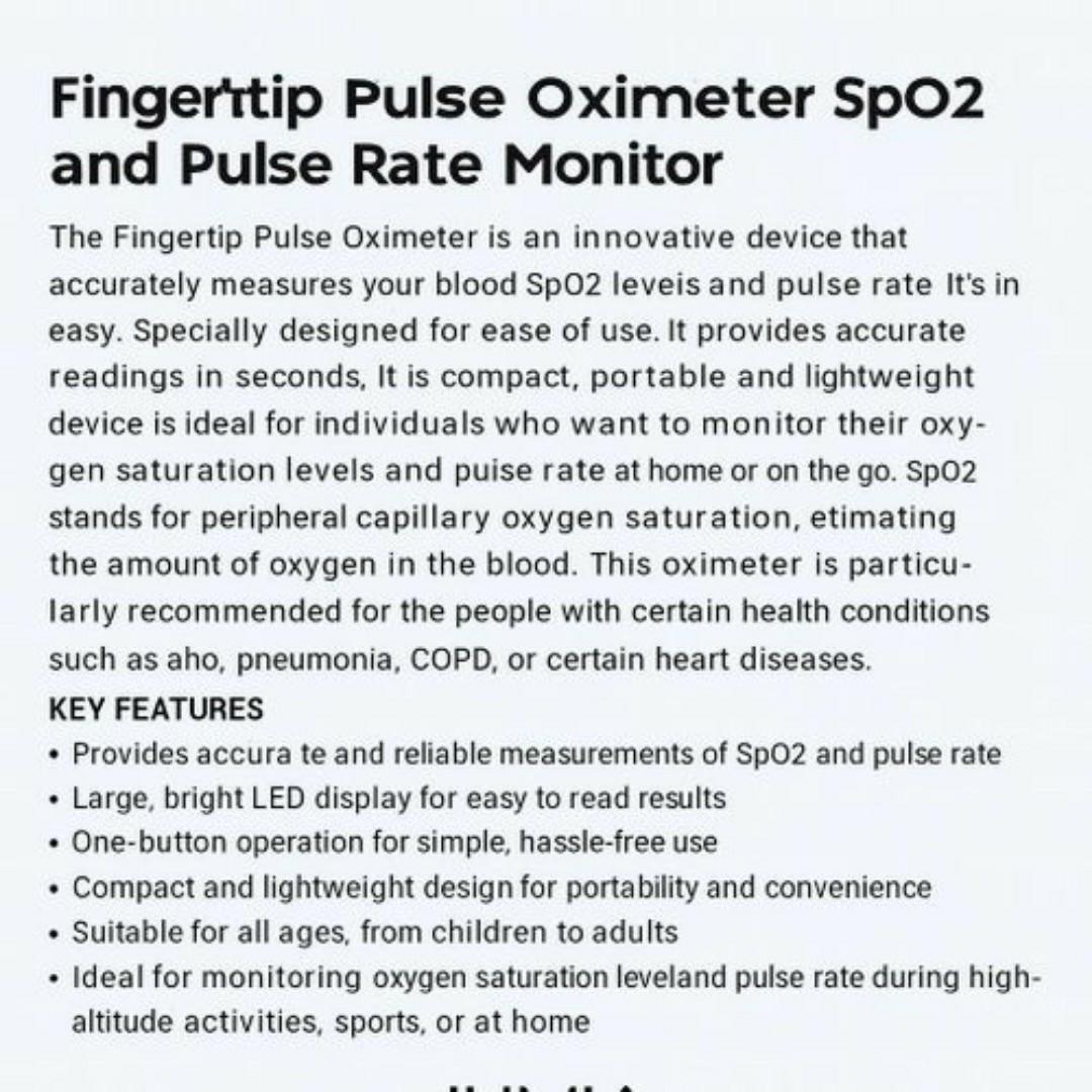 Instant Oxygen & Pulse Monitor – Digital Finger Clip Oximeter with OLED Display – Fingertip Pulse Oximeter Blodd Pressure BP Monitor- Ideal for Home & Travel