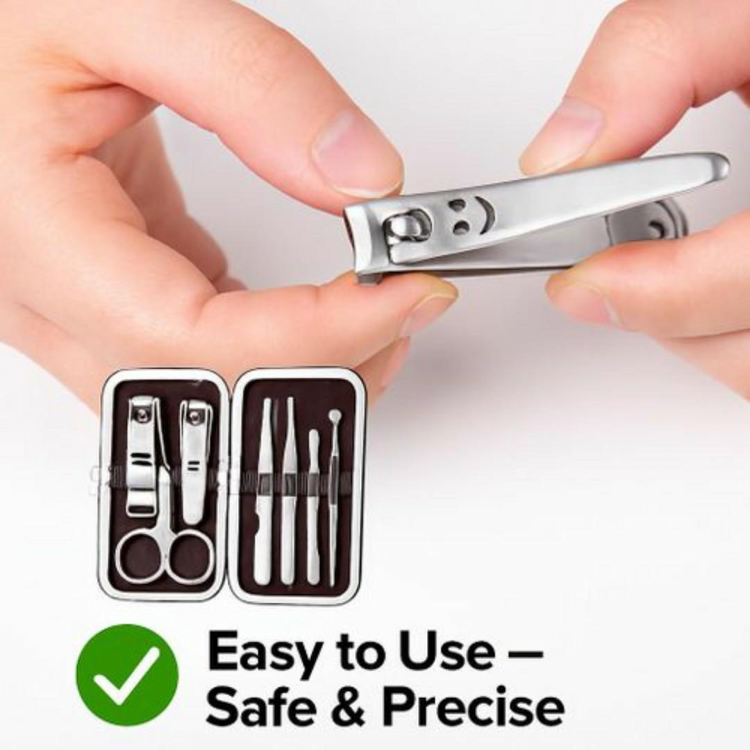 8-in-1 Stainless Steel Manicure & Pedicure Grooming Kit – Portable Leather Case for Nail & Skin Care - Nail Cutter Set
