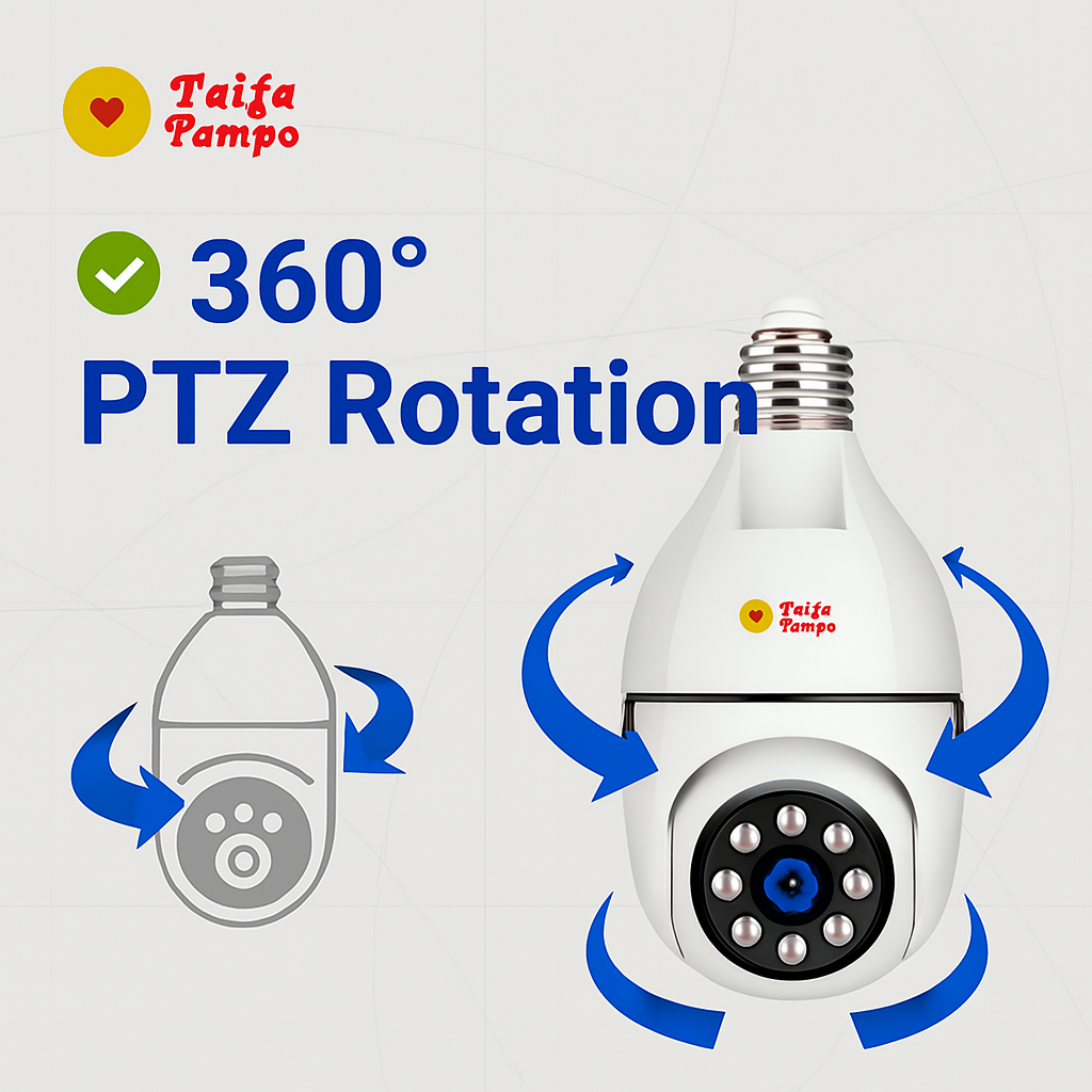 1080P BULB CCTV SECURITY SURVEILLANCE WIRELESS WIFI CAMERA WITH MOTION DETECTION, 360° PTZ AI POWERED HUMANOID TRACKING - 1 / 2 CAMERAS