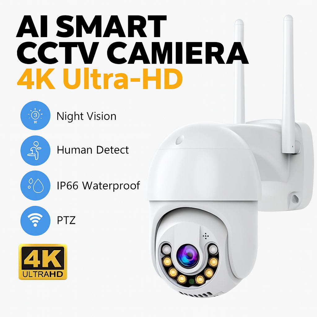 4K ICSEE AI Smart CCTV Camera – ✅ 360 PTZ, Night Vision, Human Detect, Waterproof, Wireless WiFi Security Cameras HD, Smartphones App - Home & Office Surveillance Cameras AI Powered Humanoid Tracking