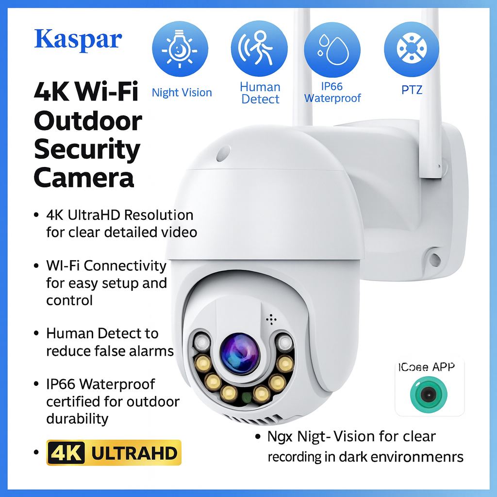 4K ICSEE AI Smart CCTV Camera – ✅ 360 PTZ, Night Vision, Human Detect, Waterproof, Wireless WiFi Security Cameras HD, Smartphones App - Home & Office Surveillance Cameras AI Powered Humanoid Tracking