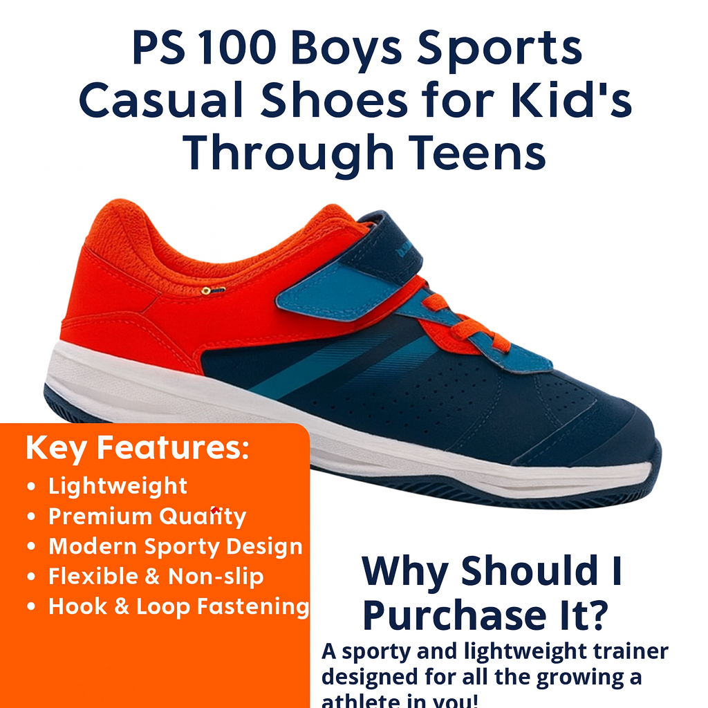 PROFESSIONAL KUIKMA PS100 Kids Football Trainers Sports Shoes – Non Slip Sole, Velcro Strap, ELITE X LEGEND ATHLETIC SHOE - For Soccer Training, Running, Sports & Athletes EU SIZE 36