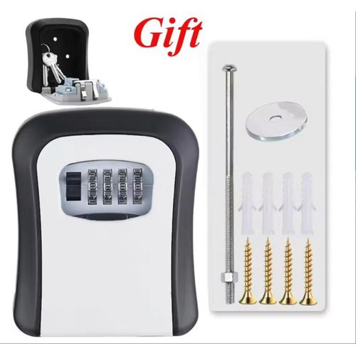 Heavy Duty Waterproof Key Lockbox - 4-Digit Password Combination - Rustproof Outdoor Wall Mount Security Safe Lock Box