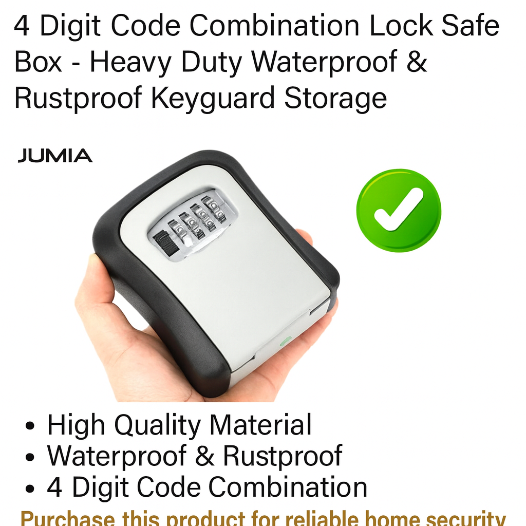 Heavy Duty Waterproof Key Lockbox - 4-Digit Password Combination - Rustproof Outdoor Wall Mount Security Safe Lock Box