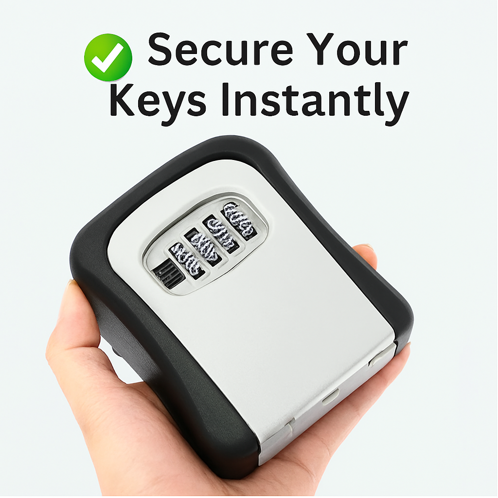 Heavy Duty Waterproof Key Lockbox - 4-Digit Password Combination - Rustproof Outdoor Wall Mount Security Safe Lock Box