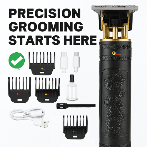 Precision Beard & Hair Trimmer Clipper for Men – Rechargeable Electric Shaving Machine, 4 Combs, Artistic Grooming Tool